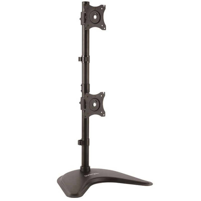 StarTech.com Vertical Dual Monitor Stand - Supports Monitors to 27 - Adjustable - Computer Monitor Stand for Double Stacked VESA Monitors - Black (ARMBARDUOV) Stativ 2 skærme 13-27