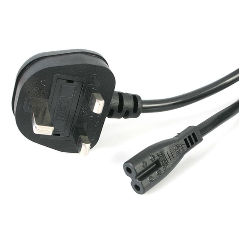 StarTech.com 3ft (1m) UK Laptop Power Cable, BS 1363 to C7, 2.5A 250V, 18AWG, Black, AC Notebook/Laptop Replacement Cord, Printer Cable, UK Laptop Charger Cord, BS 1363 to IEC60320 C7 - Power Brick Cord Strømkabel 1m Sort