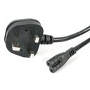StarTech.com 3ft (1m) UK Laptop Power Cable, BS 1363 to C7, 2.5A 250V, 18AWG, Black, AC Notebook/Laptop Replacement Cord, Printer Cable, UK Laptop Charger Cord, BS 1363 to IEC60320 C7 - Power Brick Cord Strømkabel 1m Sort – billede 1