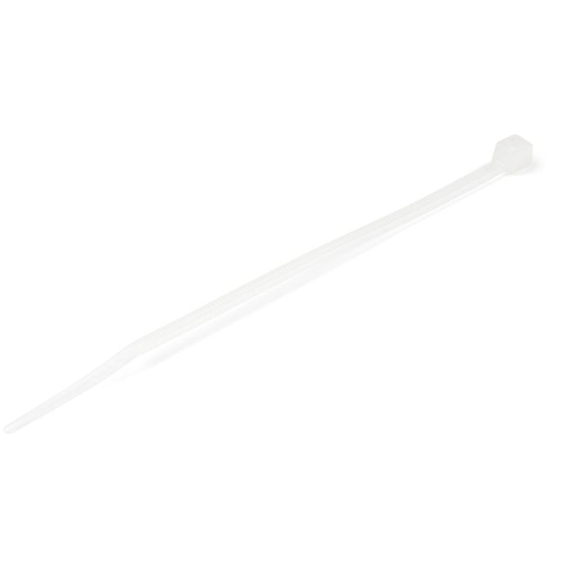 StarTech.com 10cm(4) Cable Ties, 2mm(1/16) wide, 22mm(7/8) Bundle Diameter, 8kg(18lb) Tensile Strength, Nylon Self Locking Zip Ties with Curved Tip, 94V-2/UL Listed, 100 Pack, White - Nylon 66 Plastic - TAA (CBMZT4N) 10.16cm Hvid