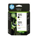 HP 305 2-Pack Tri-color/Black Original Ink Cartrid – billede 1