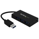 StarTech.com 4 Port USB 3.0 Hub, USB Type-A Hub with 1x USB-C & 3x USB-A (SuperSpeed 5Gbps), USB Bus or Self-Powered, Portable USB 3.1/USB 3.2 Gen 1 BC 1.2 Charging Hub w/ Power Adapter - Windows/macOS/Linux (HB30A3A1CSFS) – billede 1