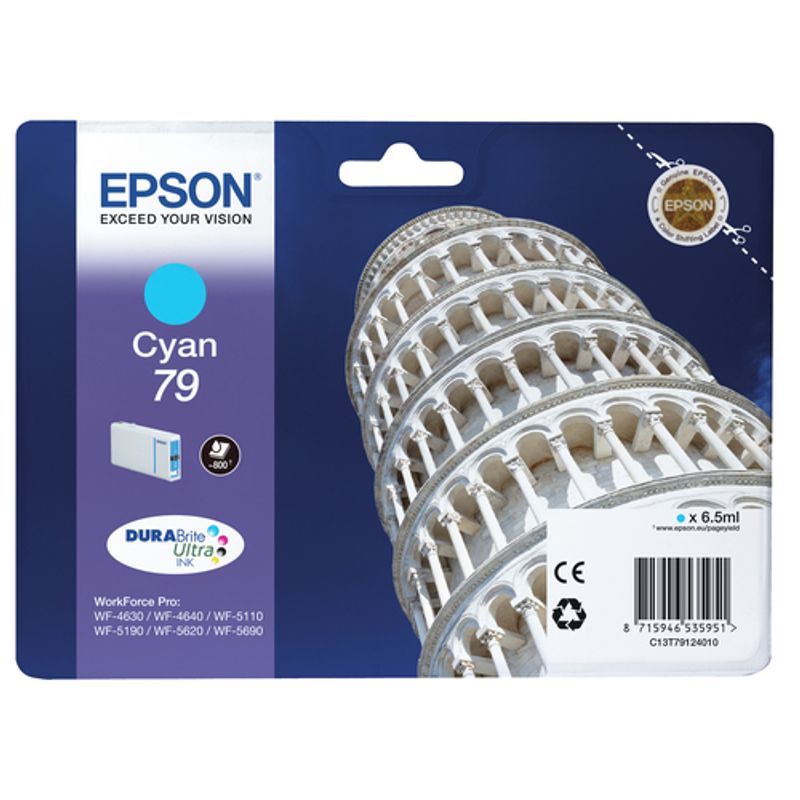 Epson 79 Cyan 800 sider Blæk C13T79124010