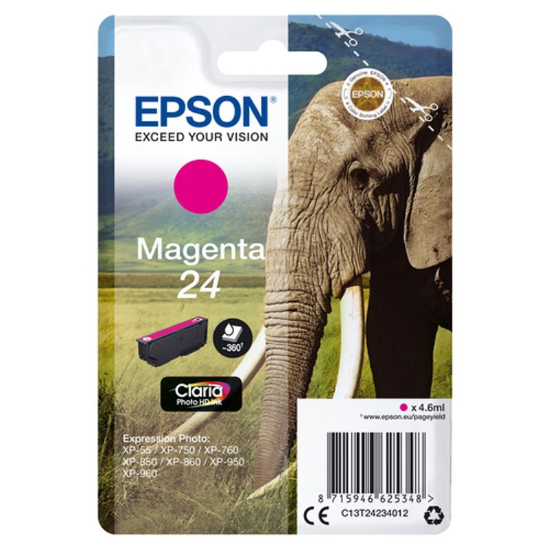 Epson 24 Magenta 360 sider Blæk C13T24234012