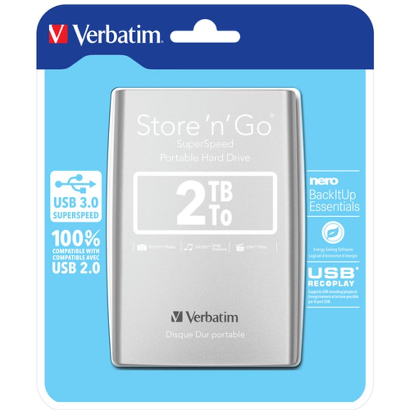 Verbatim Store 'n' Go Harddisk Portable 2TB USB 3.0 5400rpm