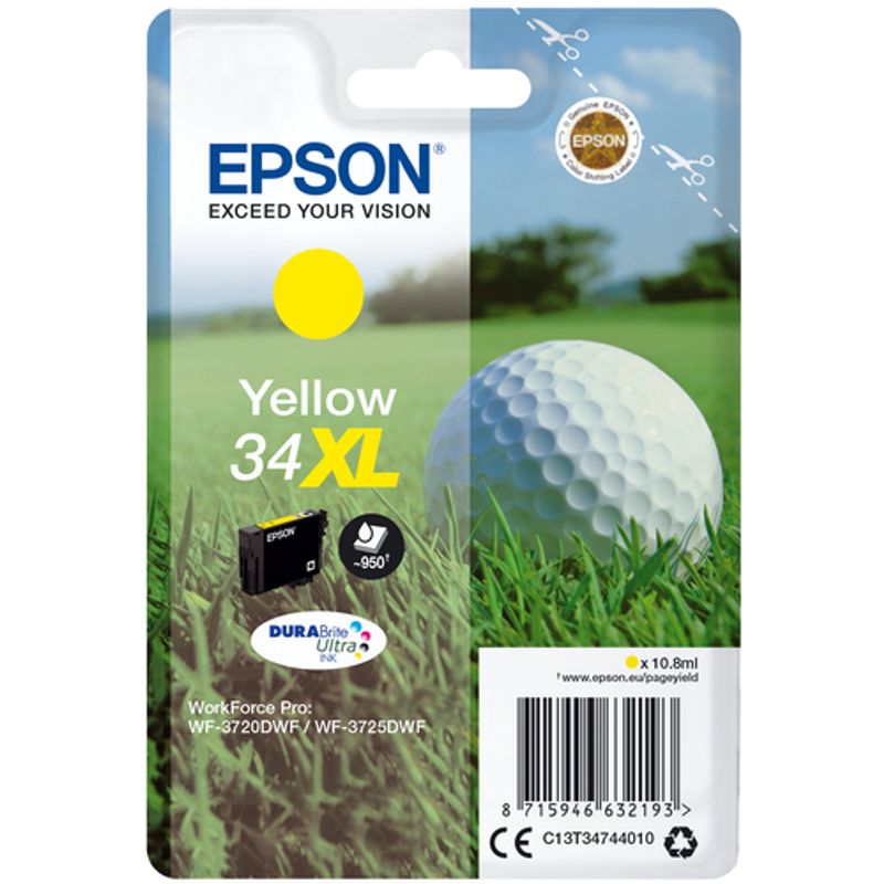 Epson 34XL Gul 950 sider Blæk C13T34744010