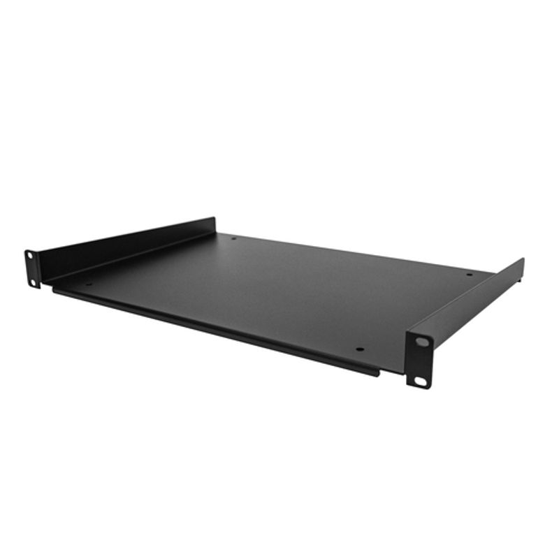 StarTech.com 1U Fixed Server Rack Mount Shelf, 12in Deep Steel Universal Cantilever Tray for 19 AV/Data/Network Equipment Rack Cage Nuts & Screws, 55lbs Weight Capacity, 12 Deep - 1U Network Rack Shelf (SHELF-1U-12-FIXED-S) Rackhylde Sort