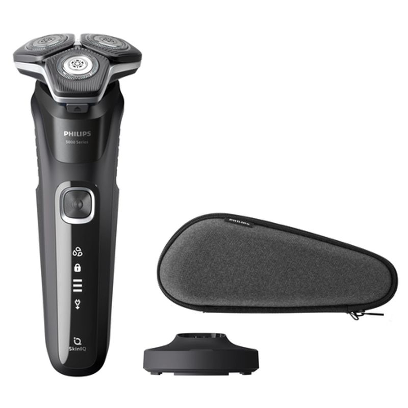 Philips SHAVER Series 5000 S5898/35 Elektrisk Wet & Dry-shaver, Rotations shaver, SteelPrecision blades, Rustfrit stål, Knapper, SH71, 2 År