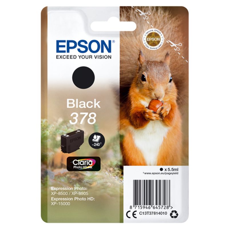 Epson 378 Sort 240 sider Blæk C13T37814020