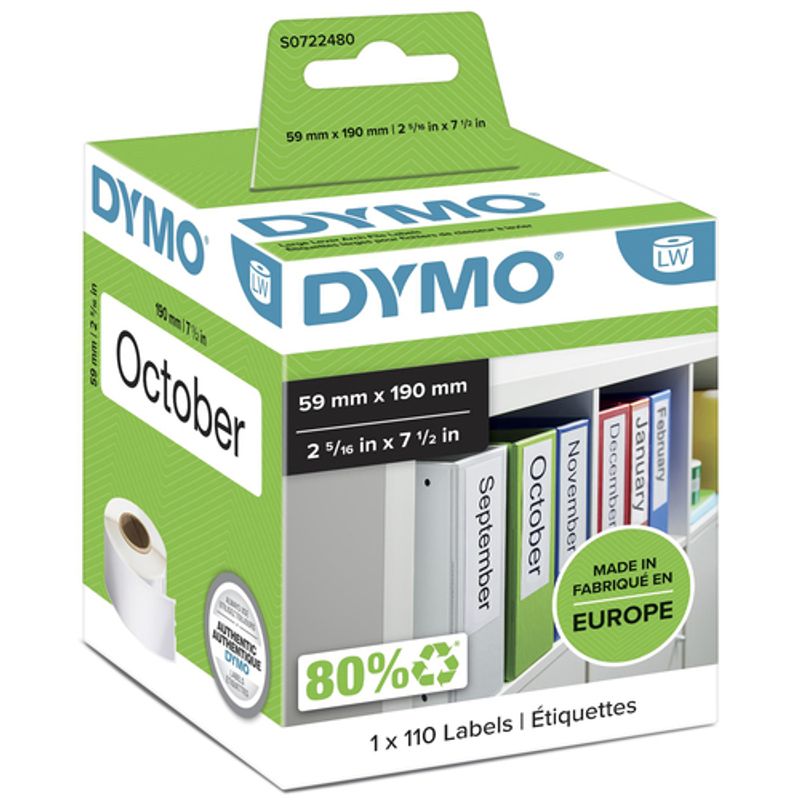DYMO LabelWriter LAF Labels Large lever arch- etiketter 59 x 190 mm 110etikette(r)