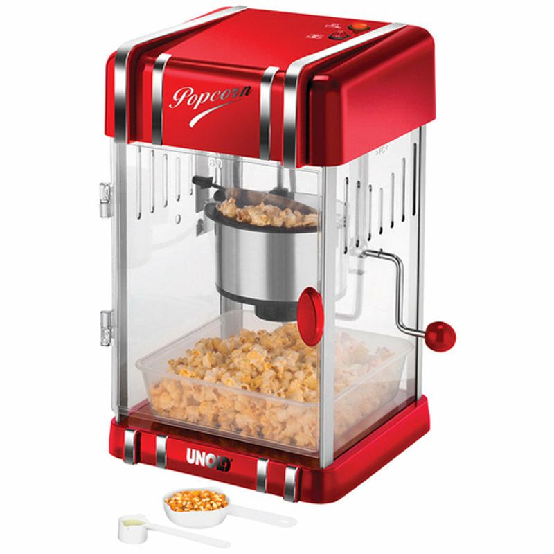 UNOLD 48535 Retro Popcorn-maskine 300W Rød metallisk/transparent