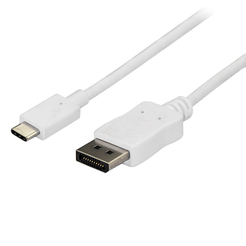 StarTech.com 6ft/1.8m USB C to DisplayPort 1.2 Cable 4K 60Hz, USB-C to DisplayPort Adapter Cable HBR2, USB Type-C DP Alt Mode to DP Monitor Video Cable, Works with Thunderbolt 3, White - USB-C Male to DP Male (CDP2DPMM6W) DisplayPort kabel 1.8m Hvid