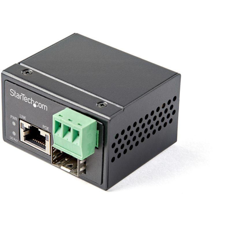StarTech.com Industrial Fiber to Media Converter 30W - SFP to RJ45 - Singlemode/Multimode Fiber to Copper - Mini/Compact Size - IP-30/ -40 to 75C Fibermedieomformer Ethernet Fast Ethernet Gigabit Ethernet