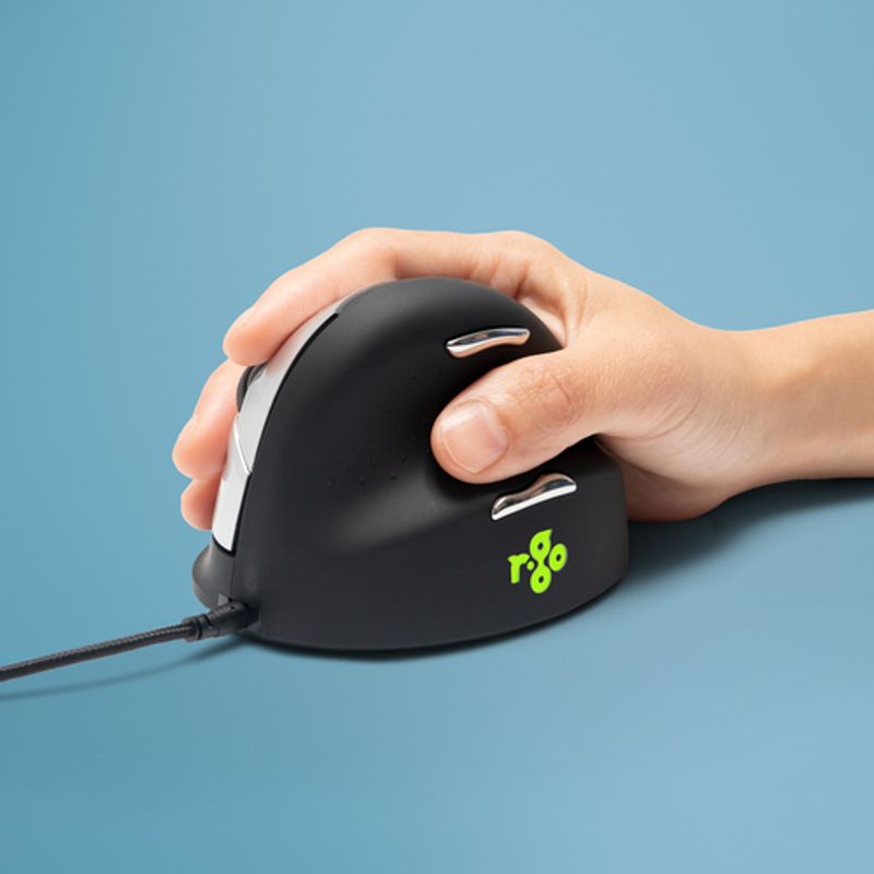 R-Go HE Mouse Ergonomisk mus, Medium (165-195mm), Højre, med kabel Kabling Sort