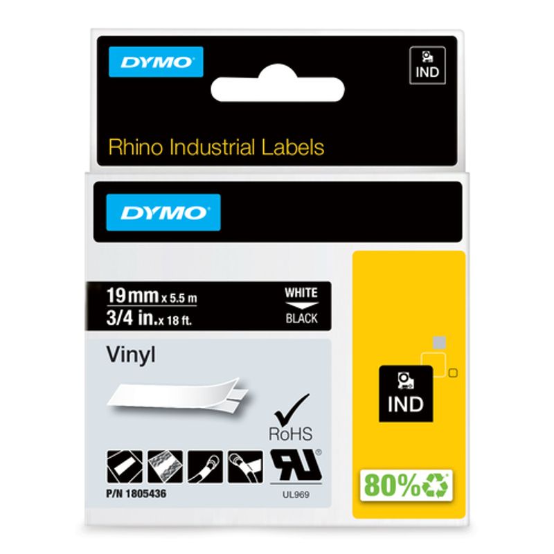 DYMO Rhino Coloured Vinyl Tape Roll (1.9 cm x 5.5 m) 1kassette(r) 1805436