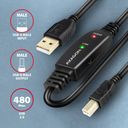 Axagon ADR-220B USB 2.0 A-M -> B-M active connecting/repeater cable 20m - Kabel - Digital/Daten USB-A to USB-B 20m Sort – billede 3