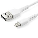 StarTech.com 3 ft(1m) Durable White USB-A to Lightning Cable, Heavy Duty Rugged Aramid Fiber USB Type A to Lightning Charger/Sync Power Cord, Apple MFi Certified iPad/iPhone 12 Pro Max - iPhone 7/8/11/11 Pro Lightning-kabel 1m Hvid – billede 1