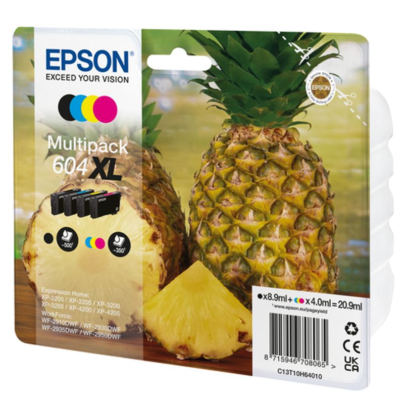Epson 604XL Multipack Sort Gul Cyan Magenta Blæk C13T10H64020