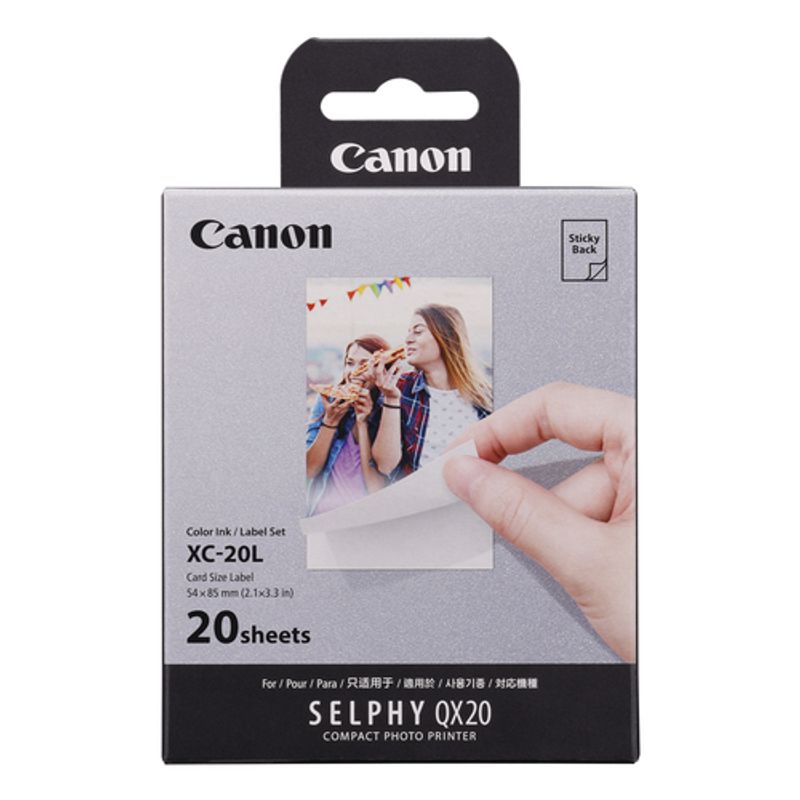 Canon SELPHY XC-20L Farve (cyan, magenta, gul) Kassette og papirsæt til print-bånd
