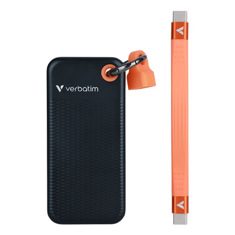 VERBATIM USB 3.2 Gen 2 256GB Pocket SSD, Black/Orange