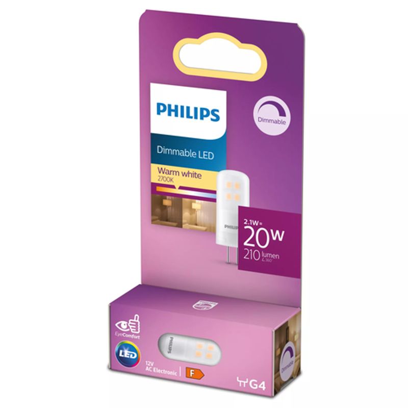Philips CorePro LED-lyspære 2.1W F 210lumen 2700K Varmt hvidt lys