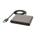 StarTech.com USB 3.0 to 4 HDMI Adapter, External Video & Graphics Card, USB Type-A to Quad HDMI Monitor Display Adapter Dongle, 1080p 60Hz, USB 3.0 to HDMI Adapter/Video Converter, Windows - Multi Monitor Adapter Videoadapterkabel 1m Sort Grå – billede 1