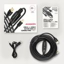 Axagon ADR-220B USB 2.0 A-M -> B-M active connecting/repeater cable 20m - Kabel - Digital/Daten USB-A to USB-B 20m Sort – billede 8