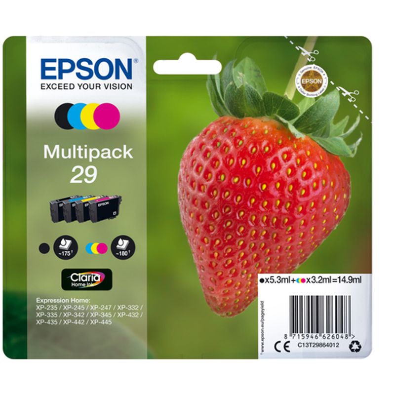 Epson 29 Multipack Sort Gul Cyan Magenta Blæk C13T29864022