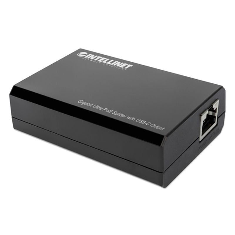 Intellinet PoE Splitter with USB-C Output, PoE++ / 4PPoE, Gigabit Ultra, IEEE 802.3bt, RJ45 In and Out Ports, Up to 45 W USB-C Output Port 45Watt