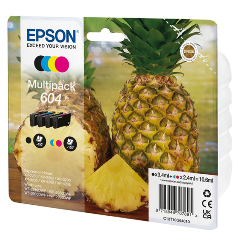 Epson 604 Multipack Sort Gul Cyan Magenta Blæk C13T10G64020