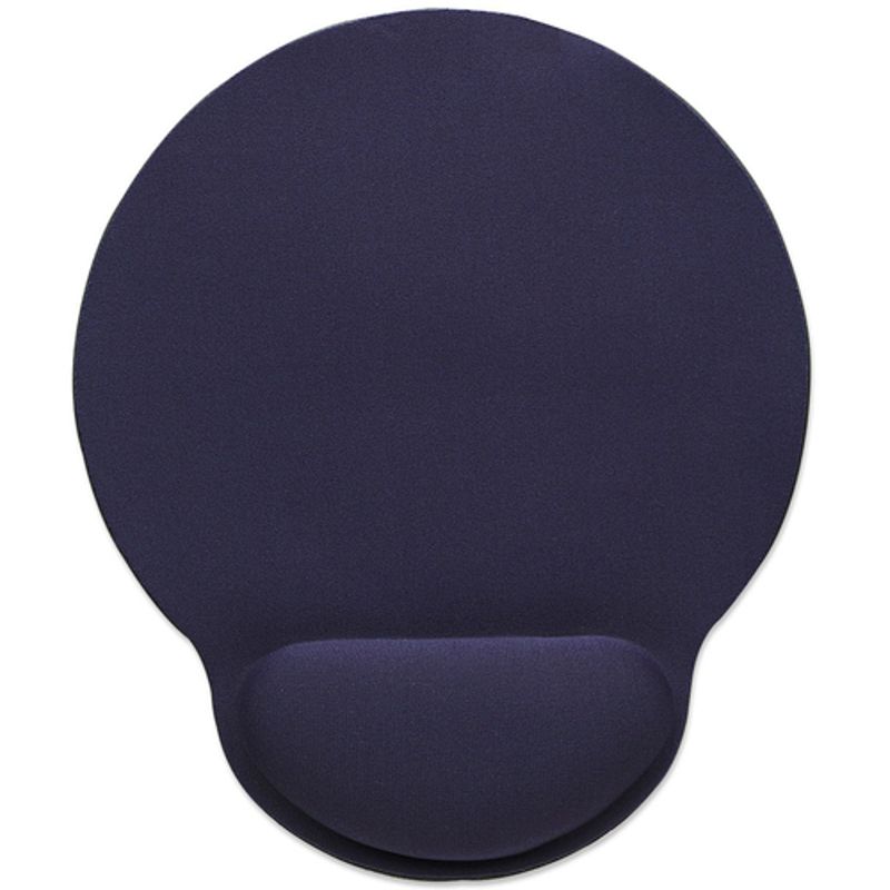 Manhattan Wrist-Rest Gel Mouse Mat/Pad, 241 x 203 x 40 mm, non slip base, Blue, Lifetime Warranty, Card Retail Packaging Musemåtte med håndledsstøtte