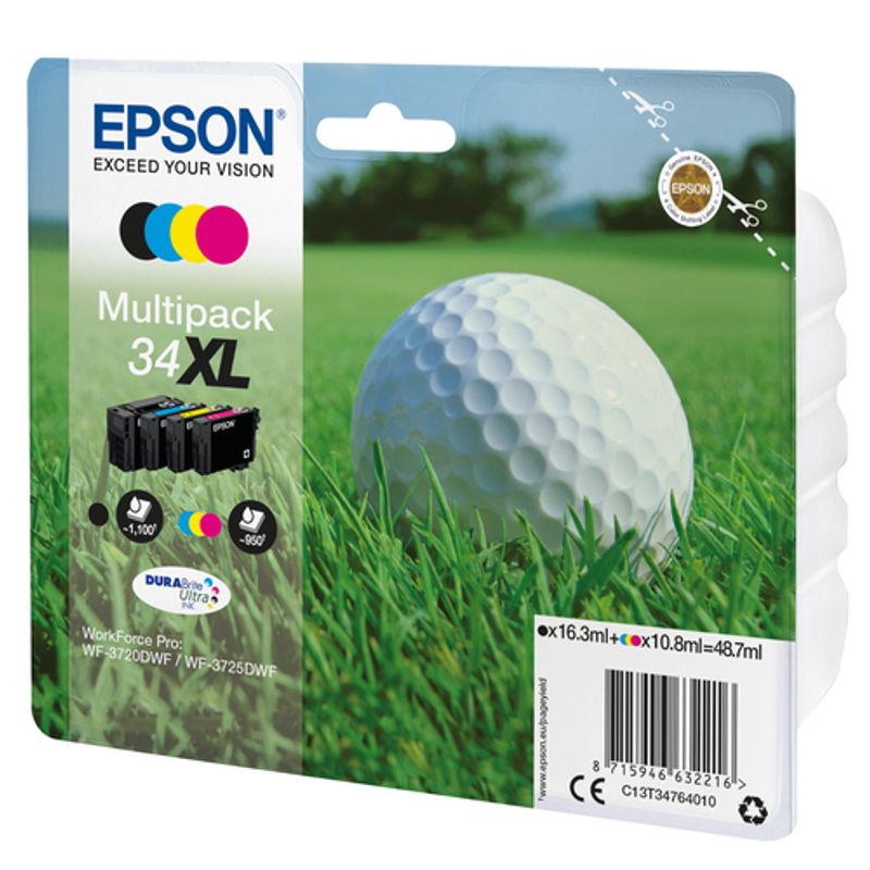 Epson 34XL Sort Gul Cyan Magenta Blæk C13T34764020
