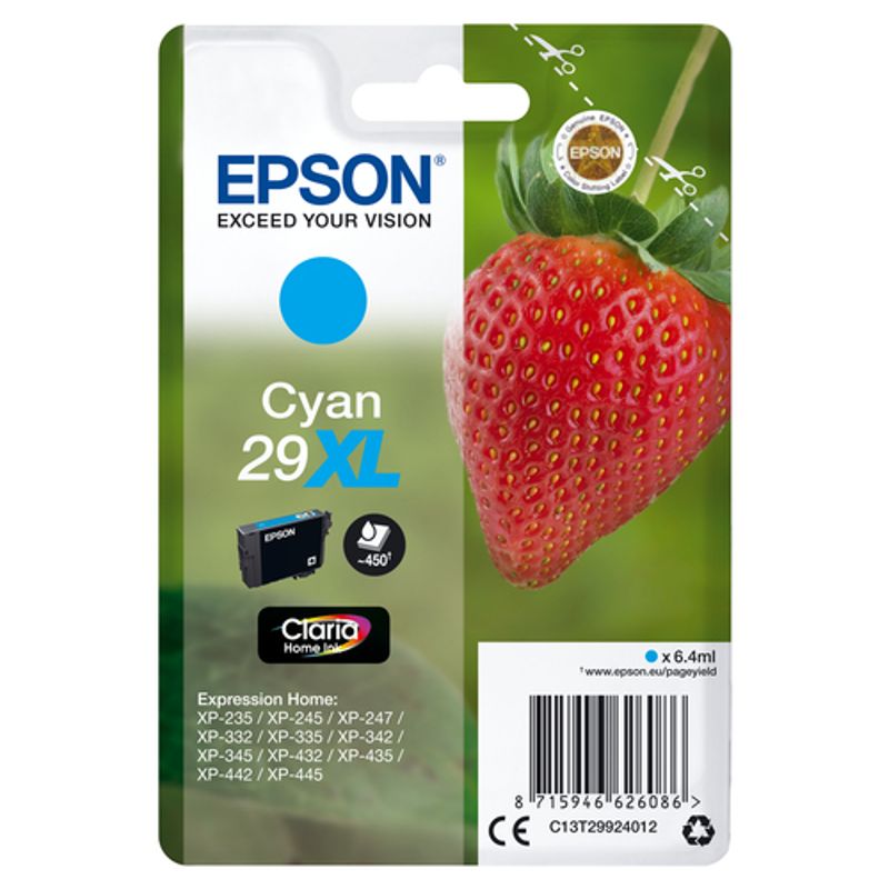 Epson 29XL Cyan Blæk C13T29924022