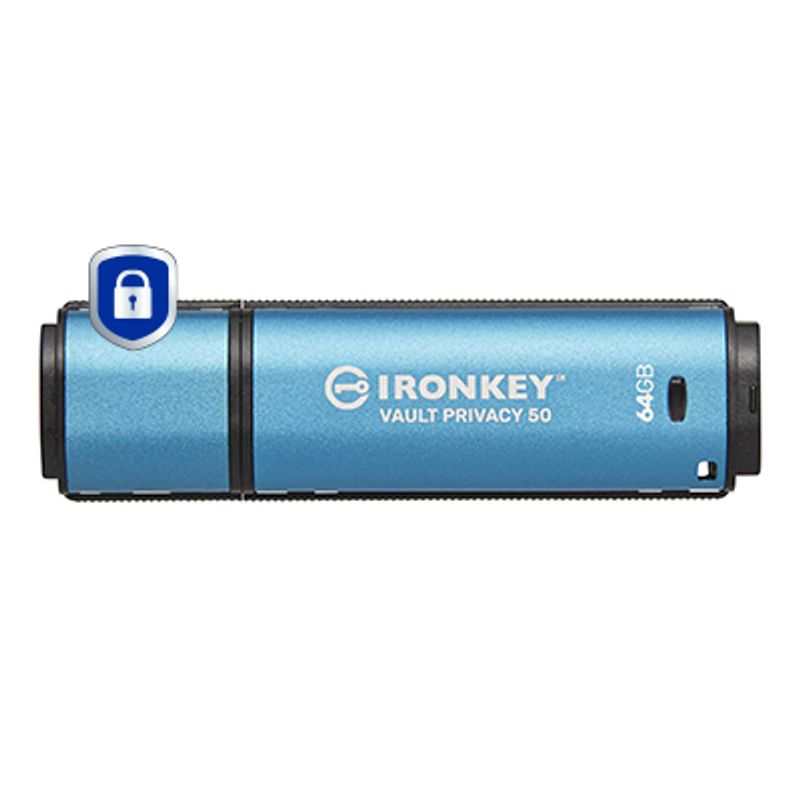 Kingston IronKey Vault Privacy 50 Series 64GB USB 3.2 Gen 1 USB stick Blå
