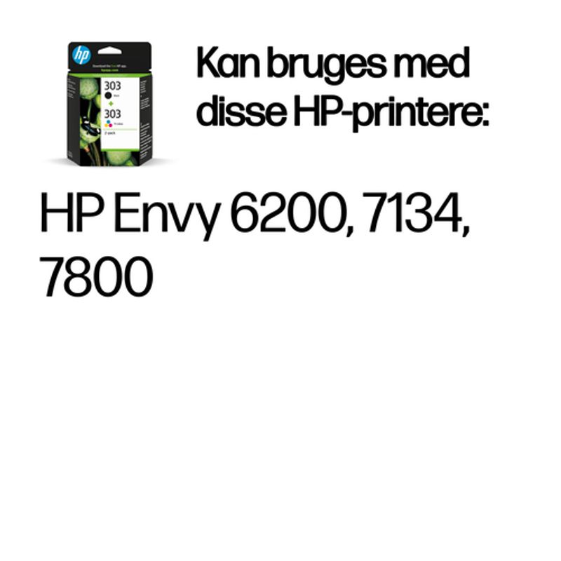 HP 303 2-pack Black/Tri-color Original s Sort, Cyan, Magenta, Gul 200 sider Blæk