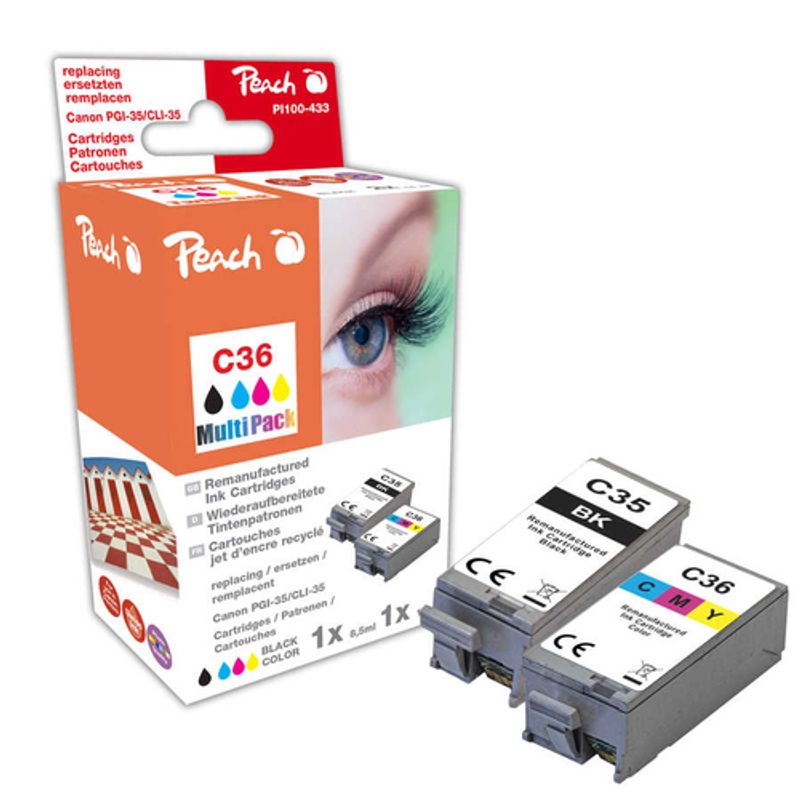 Peach PI100-433 Sort, Cyan, Magenta, Gul 210 sider Blæk