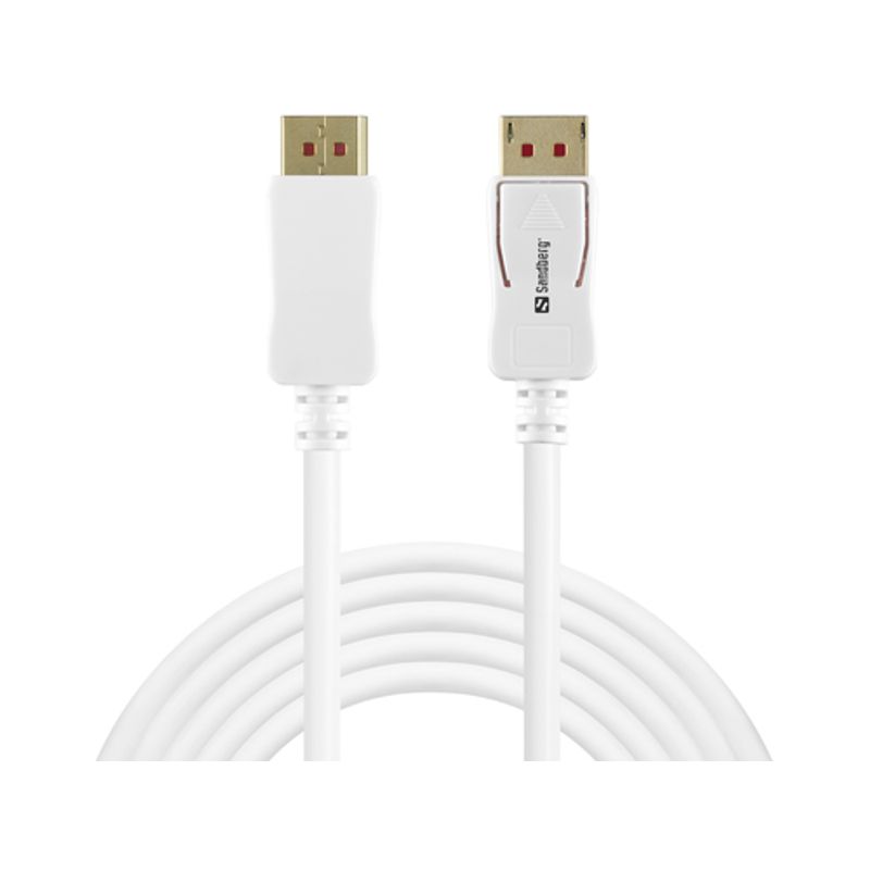 Sandberg 20 pin DisplayPort han -> 20 pin DisplayPort han 2 m Hvid