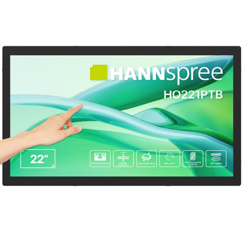 Hannspree HO221PTB skilte display Digital fladpaneldisplay 54,5 cm (21.4) LCD 600 cd/m² Fuld HD Sort Berøringsskærm