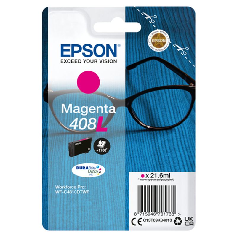 Epson 408L Magenta 1700 sider Blæk C13T09K34010