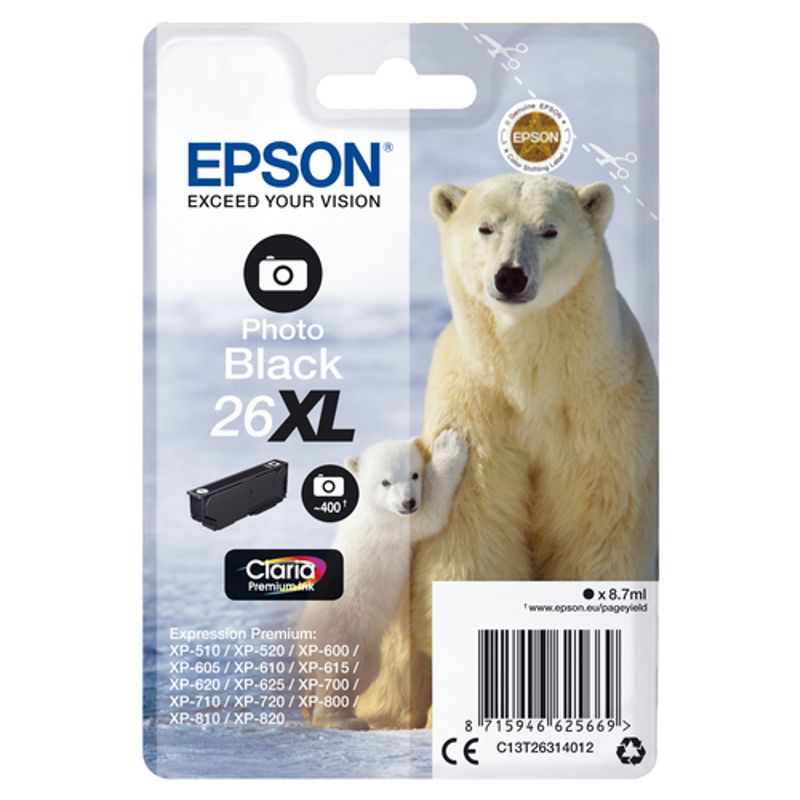 Epson 26XL Foto-sort Blæk C13T26314022