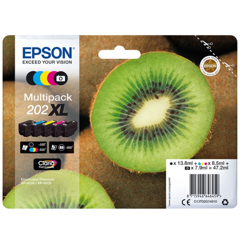 Epson 202XL Multipack Sort Gul Cyan Magenta Foto-sort