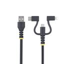 StarTech.com 3.3ft USB Multi Charging Cable, Lightning/Micro-USB/Type-C USB-kabelkit 1m Sort – billede 2