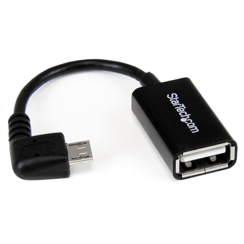 StarTech.com 5in Right Angle Micro USB to USB OTG Host Adapter M/F - Angled Micro USB Male to USB A Female On-The-Go Host Cable Adapter (UUSBOTGRA) USB-adapter 12.7cm Sort