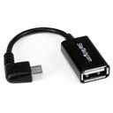 StarTech.com 5in Right Angle Micro USB to USB OTG Host Adapter M/F - Angled Micro USB Male to USB A Female On-The-Go Host Cable Adapter (UUSBOTGRA) USB-adapter 12.7cm Sort – billede 1