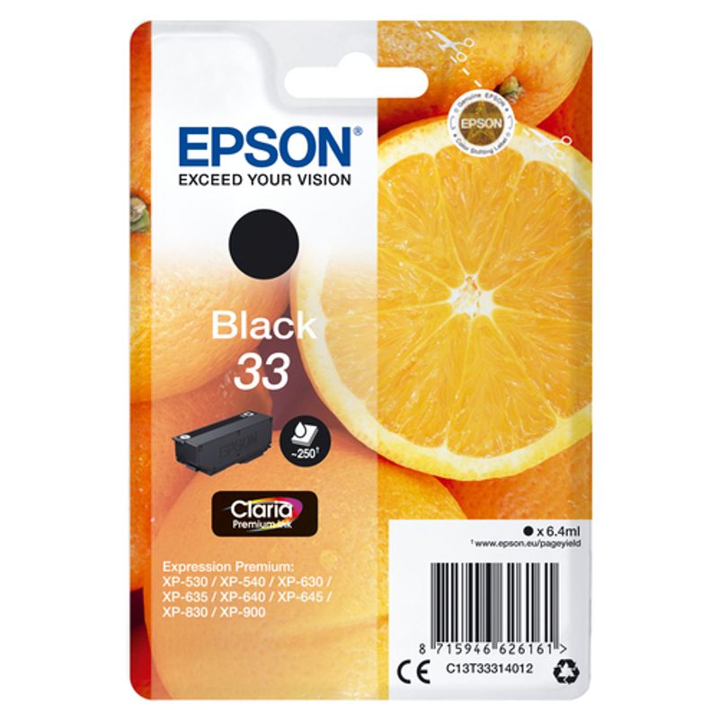Epson 33 Sort Blæk C13T33314022