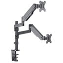 Manhattan TV & Monitor Mount, Desk, Full Motion (Gas Spring), 2 screens, Screen Sizes 10-27, Black, Clamp or Grommet Assembly, Dual Screen, VESA 75x75 to 100x100mm, Max 8kg (each), Lifetime Warranty Monteringssæt 2 LCD displays 17-32 – billede 2