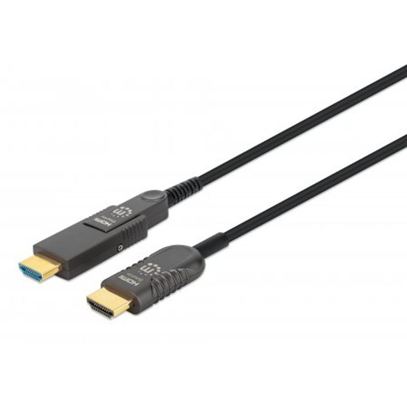 High-Speed HDMI Active Optical Cable with Detachable Connector, 4K@60Hz UHD, HDMI Male to Micro HDMI Male (Type D) and Detachable HDMI Male (Type A), 70 m (230 ft.), HEC, ARC, Gold-plated Contacts, Black