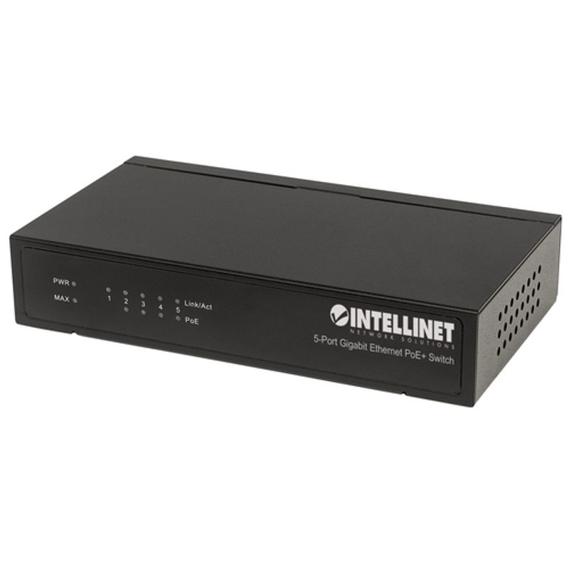 Intellinet , 4 x PSE Ports, IEEE 802.3at/af Power over ( / ) Compliant, 60 W, Desktop (Euro 2-pin plug) Switch 5-porte Gigabit PoE+