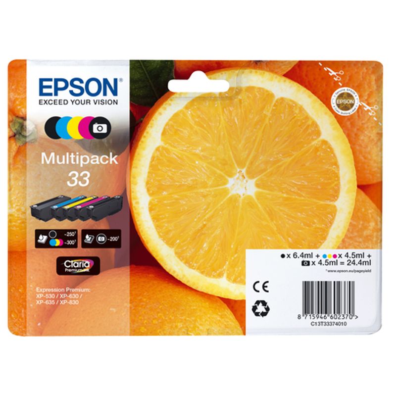 Epson 33 Multipack Sort Gul Cyan Magenta Foto-sort