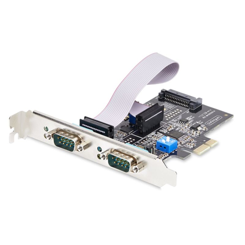 StarTech.com 2-Port Serial PCIe Card, Dual-Port PCI Express to RS232/RS422/RS485 (DB9) Serial Card, Low-Profile Brackets Incl., 16C1050 UART, TAA-Compliant, Windows/Linux, TAA Compliant - Level-4 ESD Protection (2S232422485-PC-CARD) Seriel adapter PCI Exp